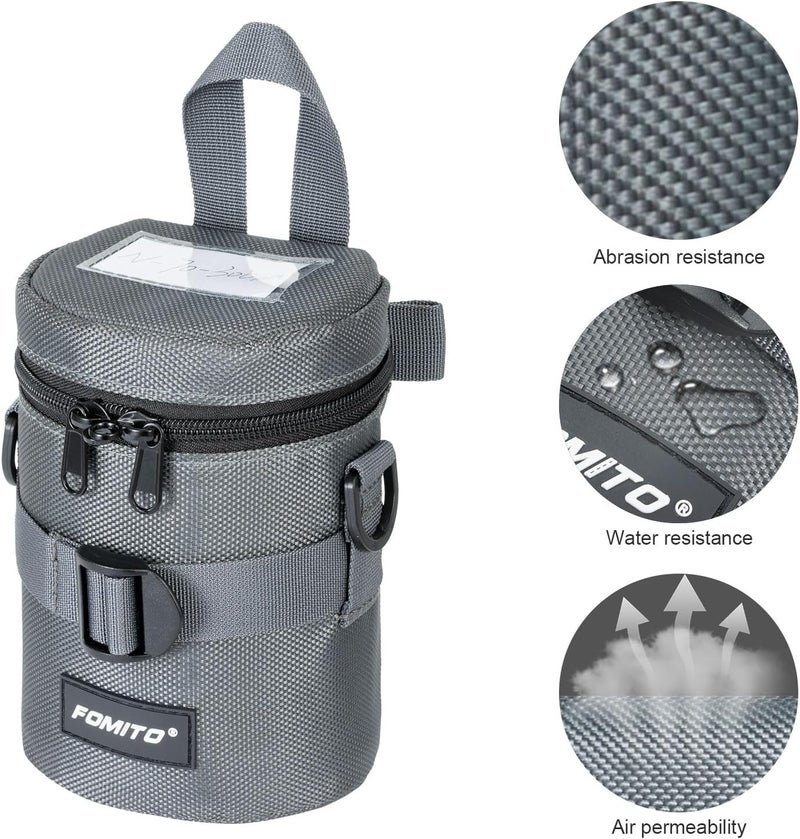 FOMITO Camera Lens Case Pouch Bag for Canon EF-S 17-55mm/17-85mm,EF 35mm f2, Nikon AF-S 18-200mm/18-105mm/18-300mm, Fujifilm XF 56mm f1.2 R & More Lens Below 3.94" x 6.1"(D x L) - Grey M size - Image 2